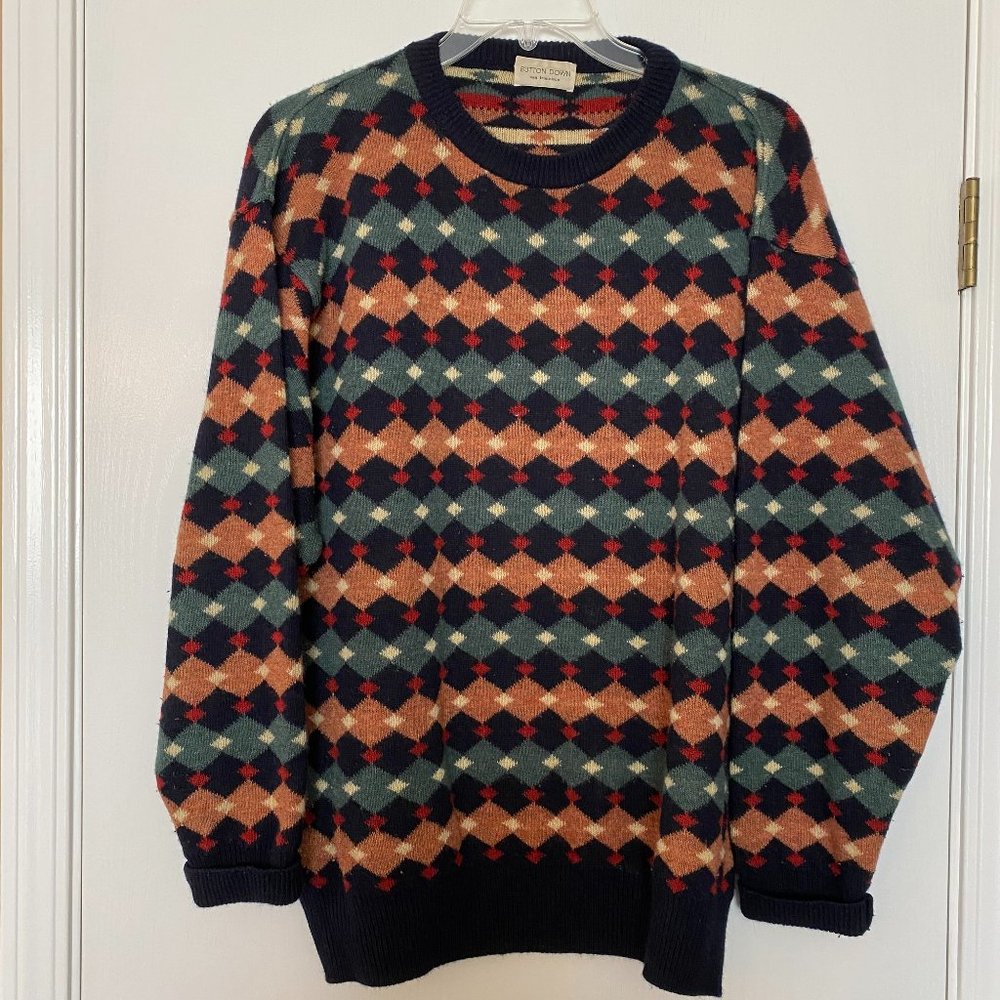 vintage button down wool angora crew neck pullover sweater